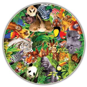 Wild Animals (Round Table Puzzle) Jungle Animals Round Jigsaw Puzzle By A Broader View
