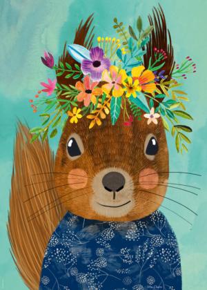 Sweet Squirrel, Floral Friends Contemporary & Modern Art Jigsaw Puzzle By Heye