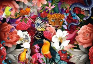 Puzzle Moments: Tropical Flowers Big Cats Large Piece By Ravensburger