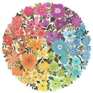 Flowers Rainbow & Gradient Round Jigsaw Puzzle By Ravensburger