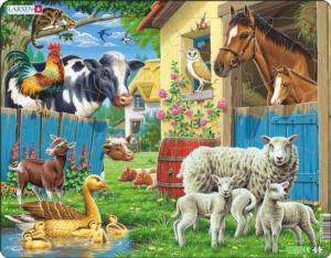 Domestic Animals on a Cozy Farm Children's Cartoon Children's Puzzles By Larsen Puzzles