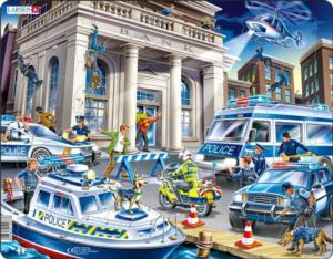 Police Catching the Bank Robbers Police & Fire Children's Puzzles By Larsen Puzzles