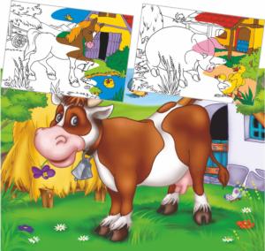 Cow Color Me Set of 3 Farm Animal Coloring Puzzle By D-Toys