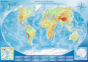 Large Physical Map of the World/Meridian - Scratch and Dent Maps & Geography Jigsaw Puzzle By Trefl