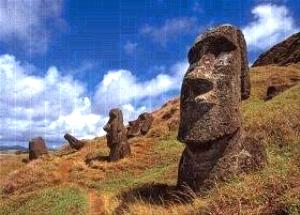 Anakena Moai, Chile Mini Puzzle