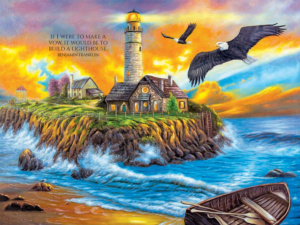 Sunset Cove Lighthouse Sunrise / Sunset Jigsaw Puzzle By Lafayette Puzzle Factory