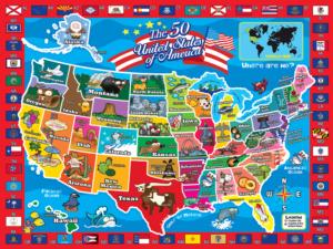 USA Map Maps & Geography Shaped Pieces By RoseArt