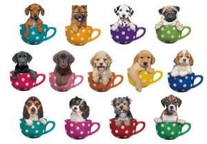 Pups in Cups - Scratch and Dent Dogs Shaped Puzzle By RoseArt