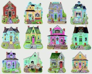 Sweet Cottages I Cottage / Cabin Shaped Puzzle By Lafayette Puzzle Factory