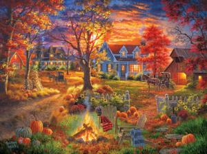 Autumn Village Around the House Jigsaw Puzzle By RoseArt