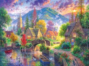 Mountain Village Lakes / Rivers / Streams Jigsaw Puzzle By Lafayette Puzzle Factory