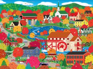 Home Country - Old Mill Pond Countryside Jigsaw Puzzle By RoseArt