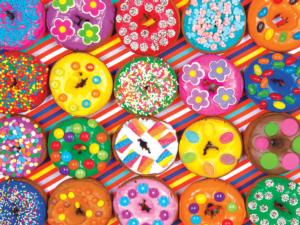 Rainbow Decorated Doughnuts Dessert & Sweets Jigsaw Puzzle By RoseArt