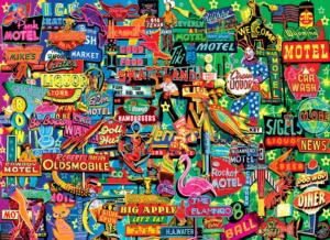 Neon Retro Signs Everyday Objects Jigsaw Puzzle By Lafayette Puzzle Factory
