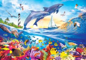 Playful Summer Dolphins Dolphins Jigsaw Puzzle By Lafayette Puzzle Factory