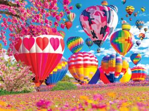 Pretty Hearts and Springtime Balloons Hot Air Balloon Jigsaw Puzzle By RoseArt