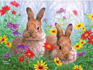 Summertime Bunnies Forest Animal Large Piece By RoseArt