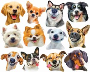 Selfies Dog, Cat & Animal Multipack - 36 Mini Shaped Puzzles Dogs Shaped Pieces By RoseArt