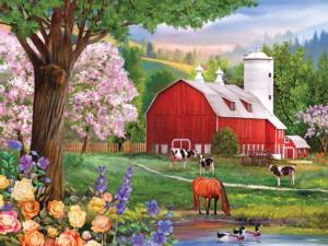 Spring Morning Flower & Garden Large Piece By RoseArt