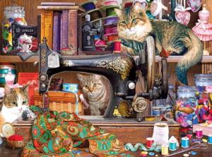 Sewing Room Cats - Scratch and Dent Around the House Jigsaw Puzzle By RoseArt
