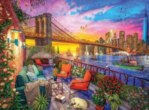 Manhattan Balcony Sunset Sunrise & Sunset Jigsaw Puzzle By RoseArt