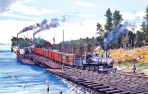Crossing Columbia Trains Jigsaw Puzzle By SunsOut