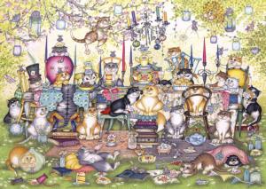 Mad Catter's Tea Party Cats Large Piece By Gibsons