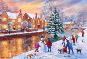 Bourton at Christmas Christmas Jigsaw Puzzle By Gibsons