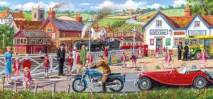 Railroad Crossing Nostalgic & Retro Panoramic Puzzle By Gibsons
