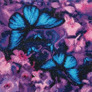 Blue Violet Butterflies Crystal Art Medium Framed Kit By Crystal Art