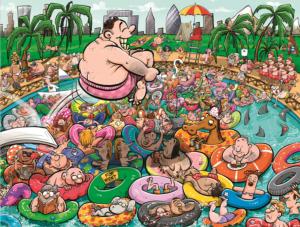 Chaos at the Swimming Pool People Jigsaw Puzzle By All Jigsaw Puzzles