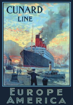 Vintage Poster Cunard Line Nostalgic & Retro Wooden Jigsaw Puzzle By Victory Wooden Puzzles, LTD