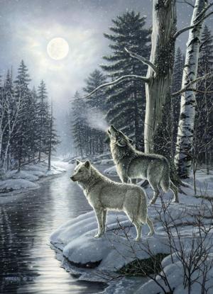 Wolves by Moonlight Monochromatic Jigsaw Puzzle By Cobble Hill
