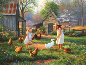 Evening at Grandma's Chickens & Roosters Jigsaw Puzzle By SunsOut