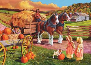 Hay Wagon Thanksgiving Large Piece By Cobble Hill