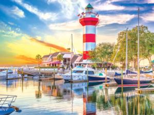 Colorluxe - Hilton Head Lighthouse At Dusk, South Carolina Landscape Jigsaw Puzzle By RoseArt