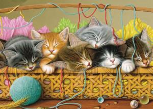 Kittens in Basket Cats Children's Puzzles By Cobble Hill