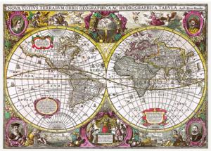 A New Land And Water Map Of The Entire Earth, 1630 Maps & Geography Jigsaw Puzzle By Trefl