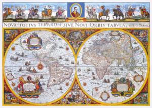 Nova Terrarum Antique Map - Scratch and Dent History Wooden Jigsaw Puzzle By Wooden City