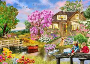 Springtime Cottage Cabin & Cottage Wooden Jigsaw Puzzle By Wooden City