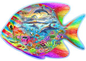 Magic Fish Rainbow & Gradient Wooden Jigsaw Puzzle By Wooden City