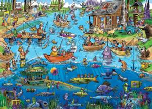 DoodleTown: Gone Fishing Cartoon Jigsaw Puzzle By Cobble Hill
