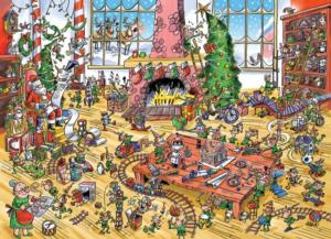 DoodleTown: Elves at Work Christmas Jigsaw Puzzle By Cobble Hill