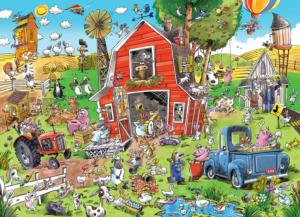 DoodleTown: Farmyard Folly Farm Animal Jigsaw Puzzle By Cobble Hill