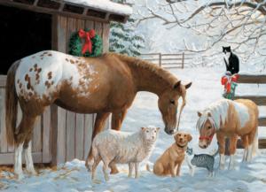 Winter Barnyard Horse Family Pieces By Cobble Hill