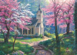 Cherry Blossom Chapel Landscape Children's Puzzles By Cobble Hill