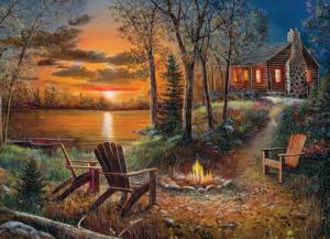 Fireside (Small Box) Sunrise & Sunset Jigsaw Puzzle By Jack Pine