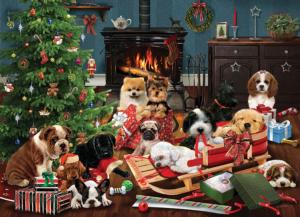 Christmas Puppies - Scratch and Dent Christmas Jigsaw Puzzle By Cobble Hill