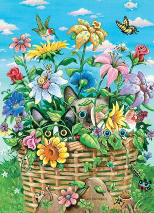 Peek-A-Boo Cat Flowers Large Piece By Eurographics