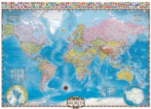 Map of the World with Flags Maps / Geography Jigsaw Puzzle By Eurographics
